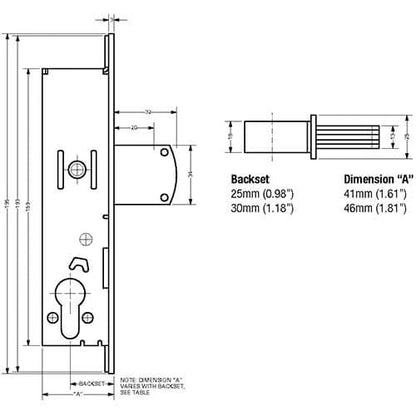 5222 Euro Swing Deadbolt Case for Metal Doors