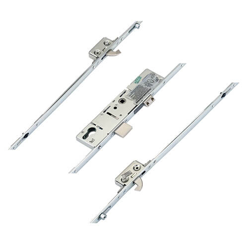 Latch Deadbolt 2 Hooks 2 Rollers Split Spindle Multipoint Door Lock - Option 2 (top hook to spindle = 730mm)