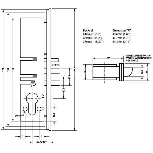 5245 Euro Deadlatch Case for Metal Doors