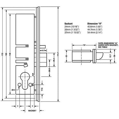 5245 Euro Deadlatch Case for Metal Doors
