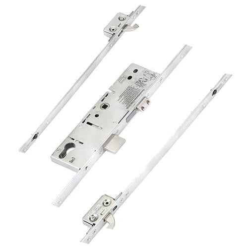Latch Deadbolt 2 Small Hooks Split Spindle Multipoint Door Lock - 20mm Faceplate - Option 3 (top hook to spindle = 680mm)