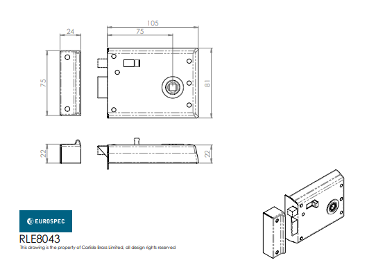 RLE8043 Rim Latch With Snib