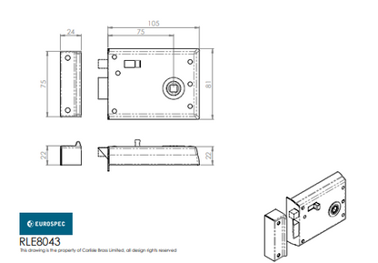 RLE8043 Rim Latch With Snib
