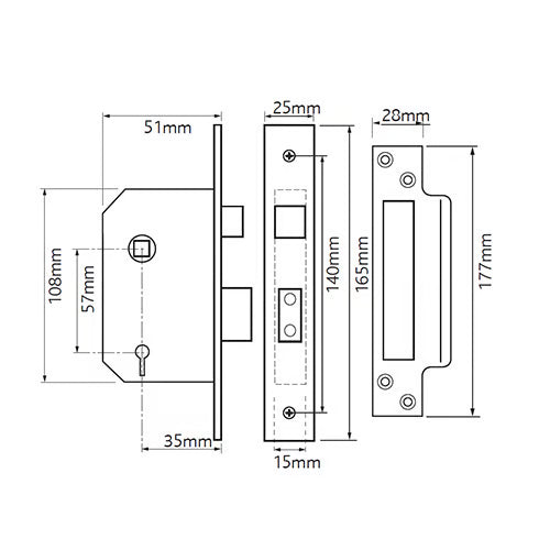 Legge Replacement 5512 Non British Standard 5 Lever 2" Mortice Sashlock