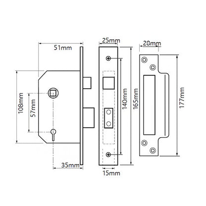 Legge Replacement 5512 Non British Standard 5 Lever 2" Mortice Sashlock
