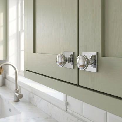 Quantock Cupboard Knob on Square Backplate