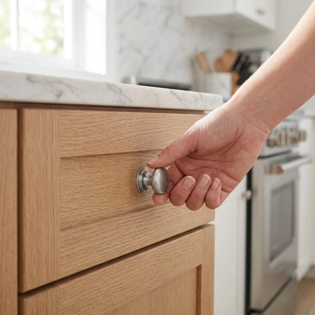 Waltz Round Cupboard Knob on Stepped Rose