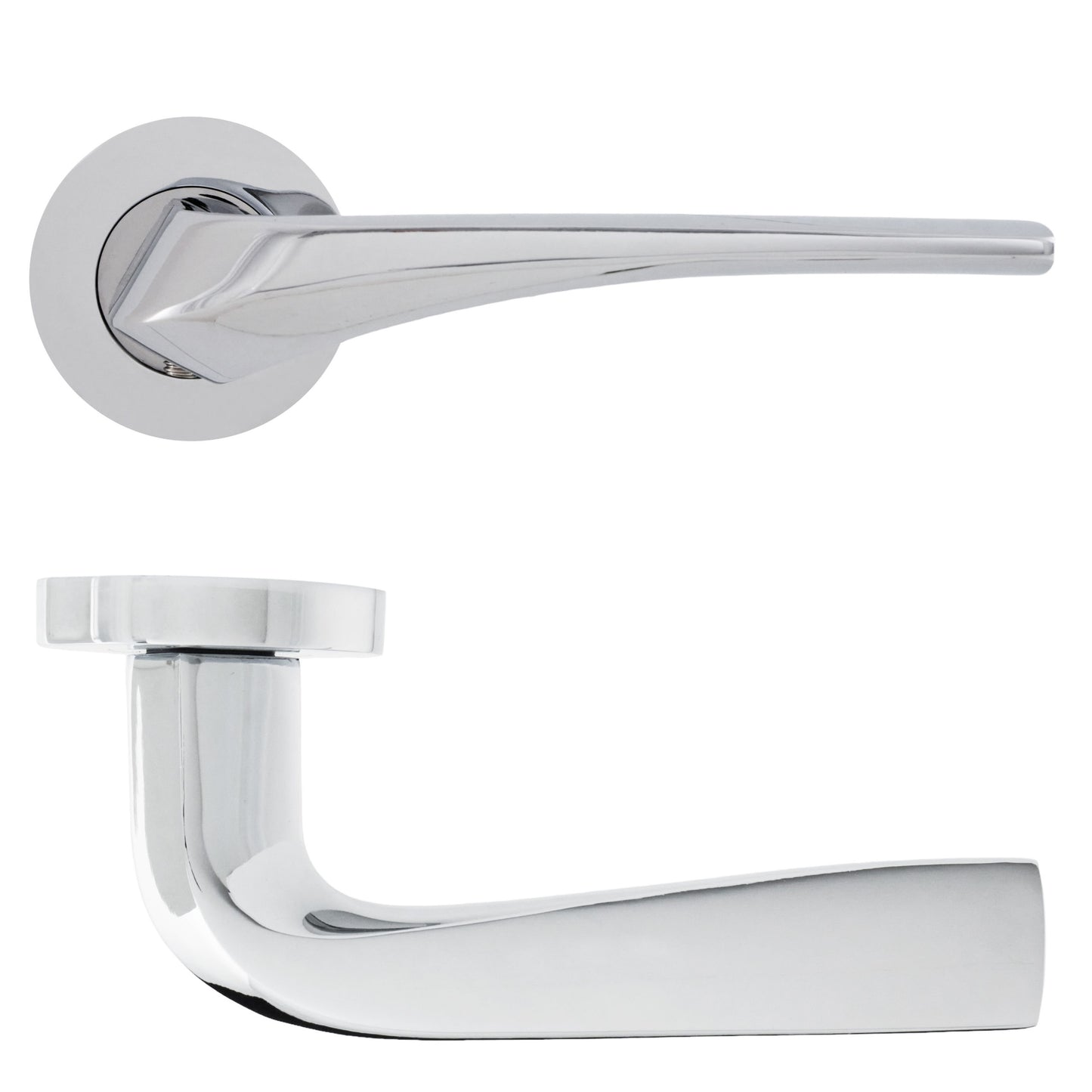 Lanza lever on rose (6 Finishes)