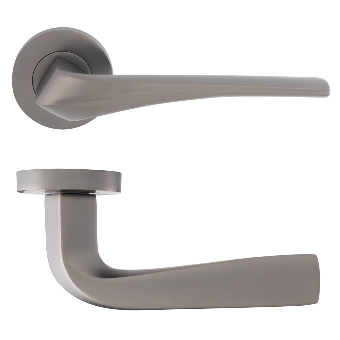 Lanza lever on rose (6 Finishes)