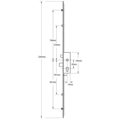 Latch Deadbolt 2 Rollers 2 Mushrooms Lift Lever Multipoint Door Lock