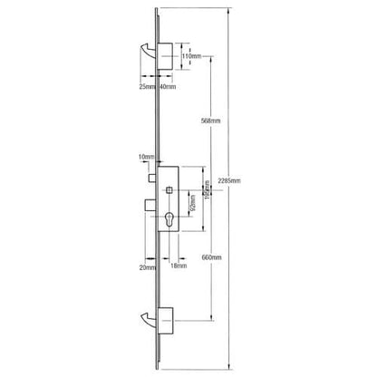 Europa Latch Deadbolt 2 Hooks Multipoint Door Lock - Fast Locking