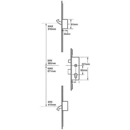 6345 2 Hooks Timber and Composite Repair Multipoint Door Lock
