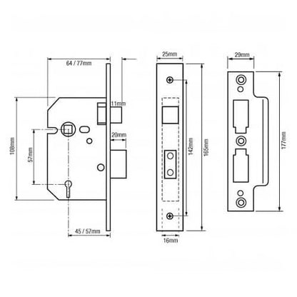 642/762 Value British Standard 5 Lever Mortice Sashlock