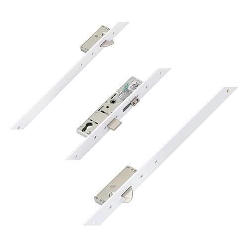 Latch Deadbolt 2 Hooks Split Spindle 44mm Flat White Faceplate Multipoint Door Lock