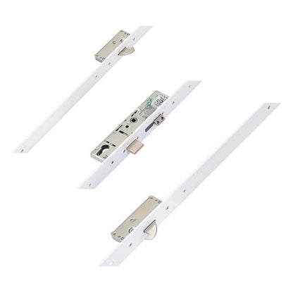 Latch Deadbolt 2 Hooks Split Spindle 44mm Flat White Faceplate Multipoint Door Lock
