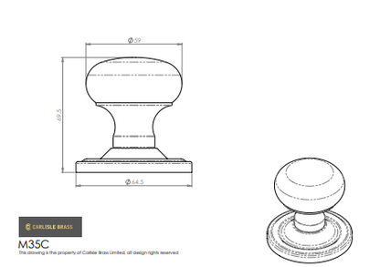 Concealed Fix Mushroom Mortice Knob