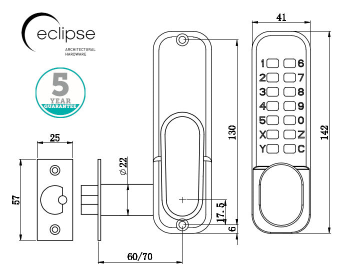ED15 Eclipse Digital Lock (Fire rated)