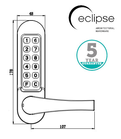 ED50PK heavy duty lever handle digital lock to suit Panic Hardware