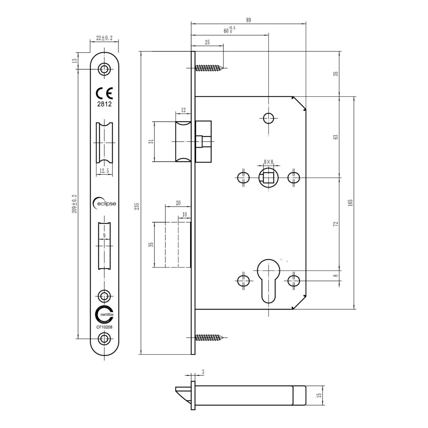 Din Euro Sashlock Radius 60mm