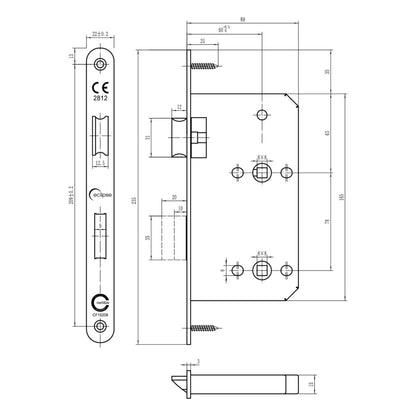 Din Bathroom Lock Radius 60mm