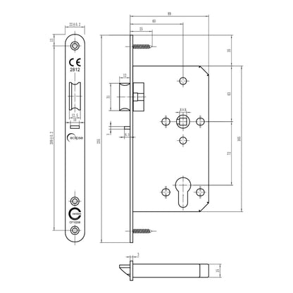Din Nightlatch Radius 60mm