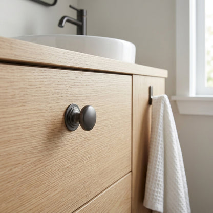 Waltz Round Cupboard Knob on Stepped Rose