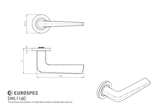 SWL Plaza Lever on Rose