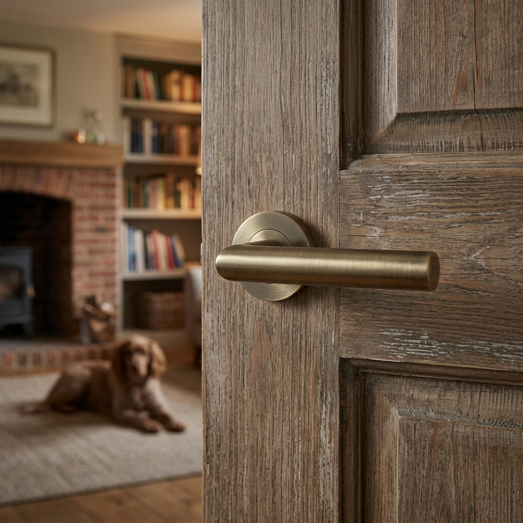 Treviri Mitred Round Bar Lever on Sprung Rose