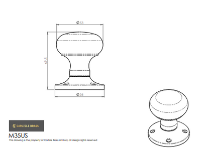 Mushroom Mortice Knob Unsprung