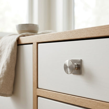 Bullion Cupboard Knob on Square Backplate 38mm Dia.