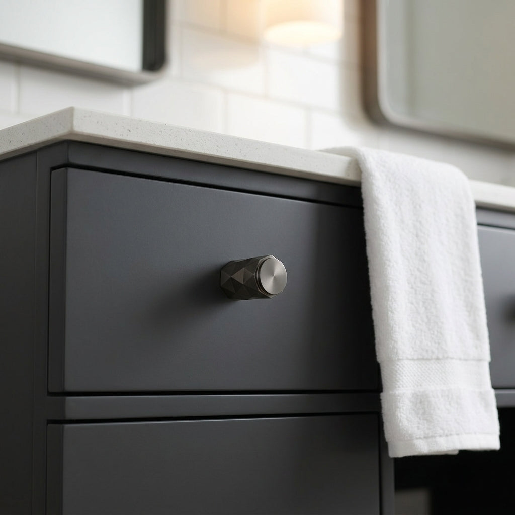 Diamond Cut Cylinder Cabinet Knob 30mm Dia.