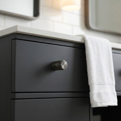 Diamond Cut Cylinder Cabinet Knob 30mm Dia.