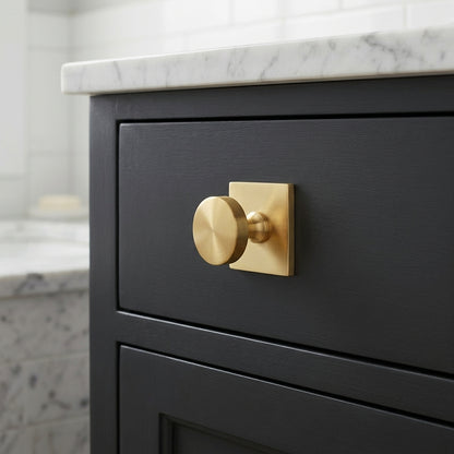Bullion Cupboard Knob on Square Backplate 38mm Dia.