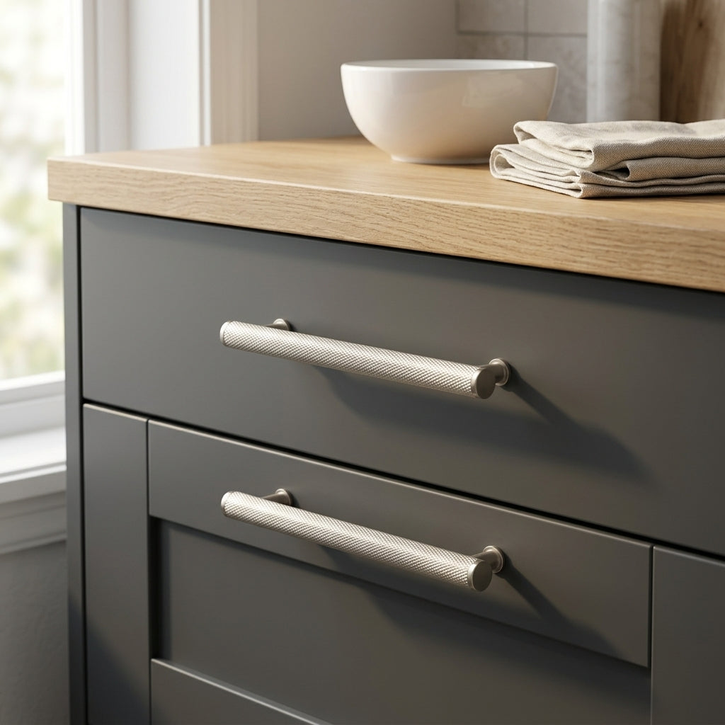 Crispin Knurled T-bar Cupboard Pull Handle