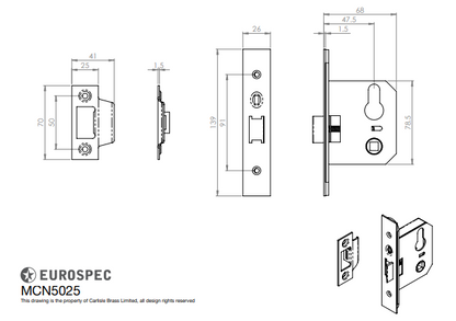 Easi-T Euro Profile Cylinder Night Latch - Case Only