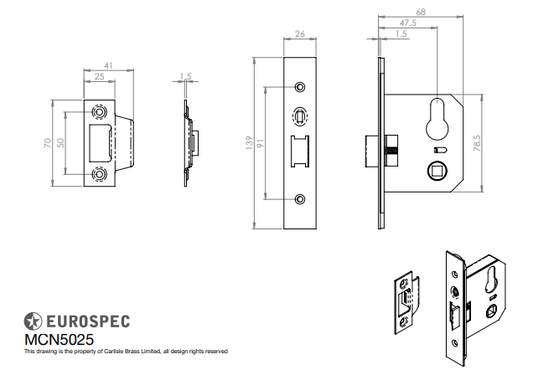 Easi-T Euro Profile Cylinder Night Latch - Case Only