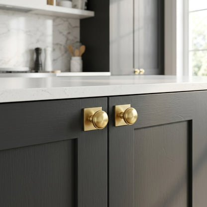 Quantock Cupboard Knob on Square Backplate