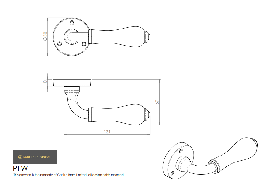 Porcelain Lever on Round Rose White Polished Chrome