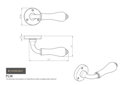 Porcelain Lever on Round Rose White Polished Chrome