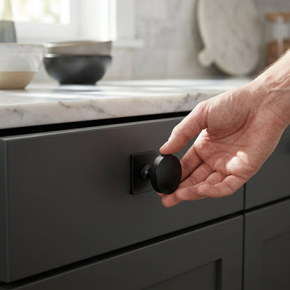 Bullion Cupboard Knob on Square Backplate 38mm Dia.