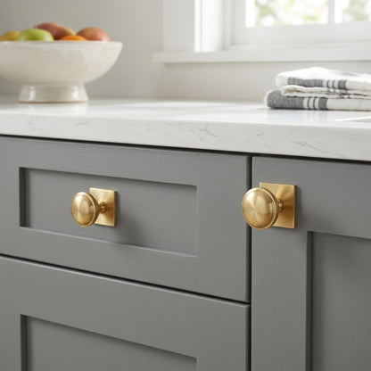 Quantock Cupboard Knob on Square Backplate