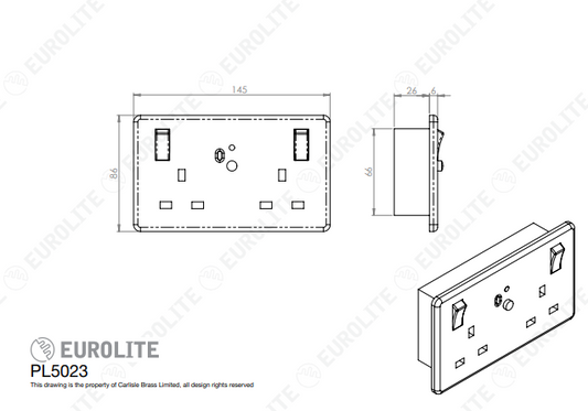 3 Amp 2 Gang DP RCD switched socket passive-30MA type A
