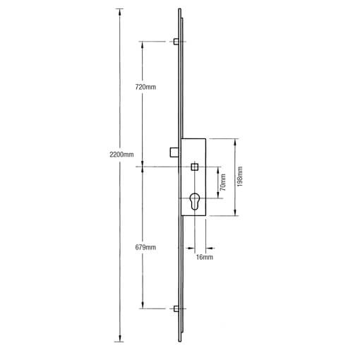 Latch 2 Rollers Multipoint Door Lock