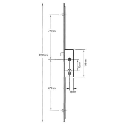Latch 2 Rollers Multipoint Door Lock