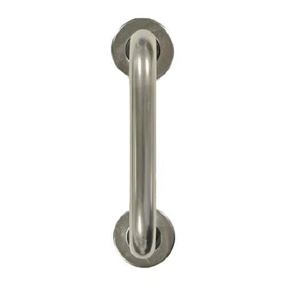 Bar D Pull Handles on Round Rose Concealed Fixing Satin Aluminium