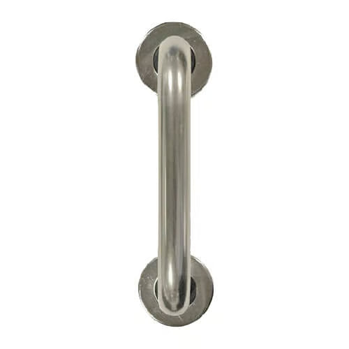 Bar D Pull Handles on Round Rose Concealed Fixing Satin Aluminium