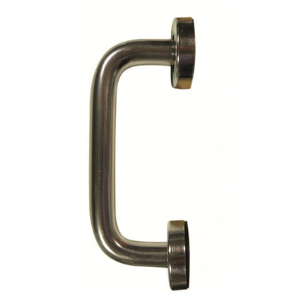 Bar D Pull Handles on Round Rose Concealed Fixing Satin Aluminium
