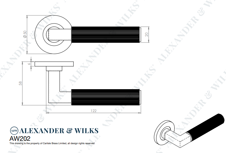 Reeded Hurricane Lever on Round Rose