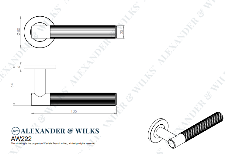 Reeded Spitfire Lever on Round Rose