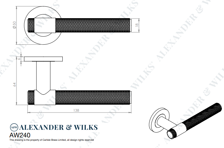 Kingston Knurled Lever on Round Rose